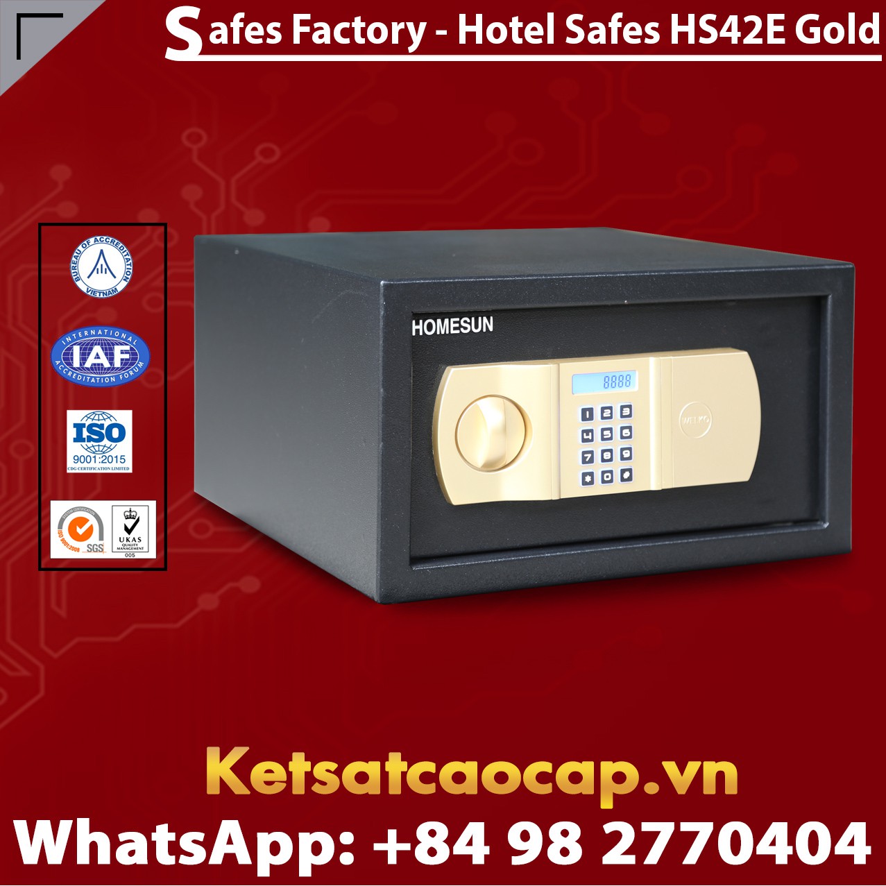 Két Sắt Khách Sạn Hotel Safes HOMESUN HS42 E Gold