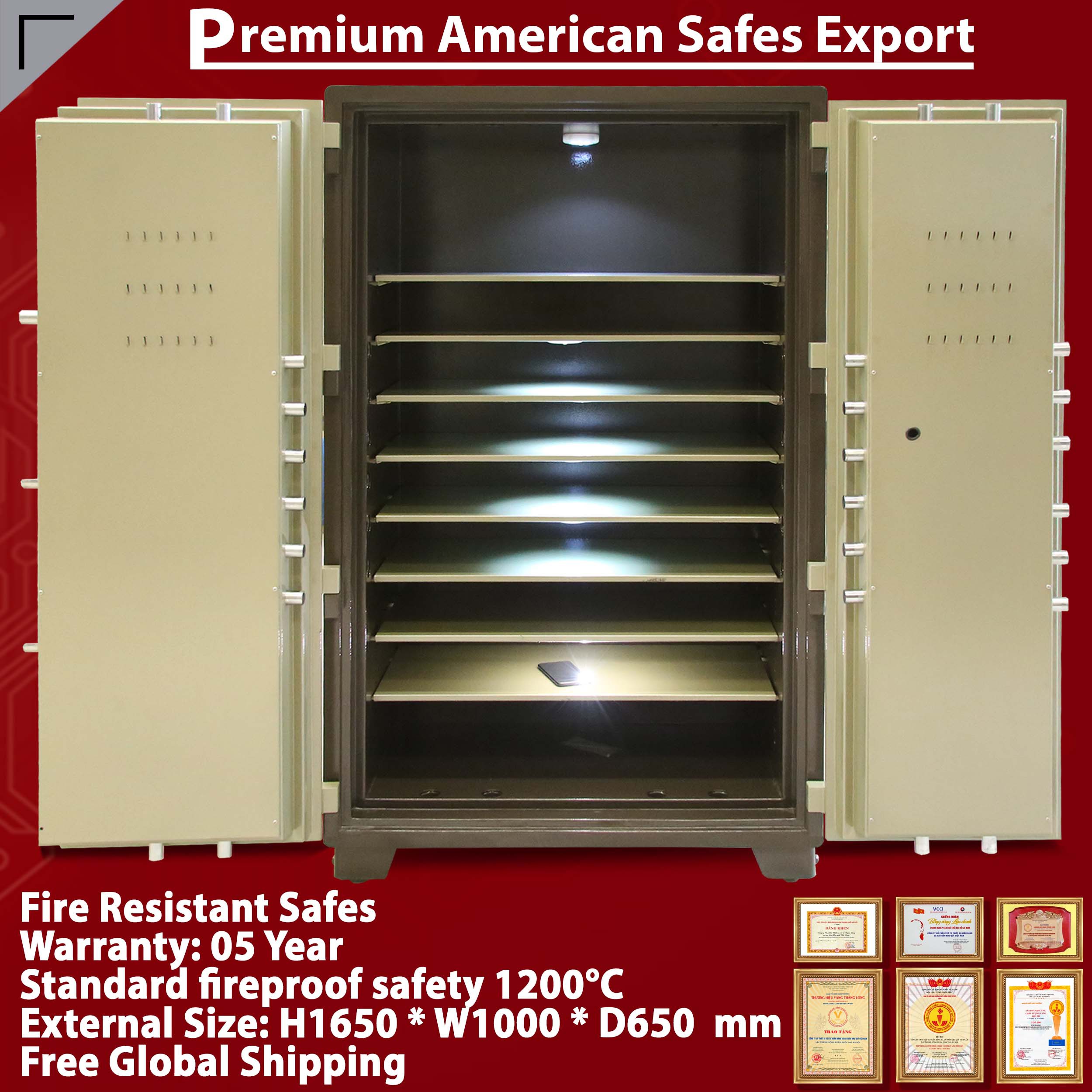 Luxury Safes Box WELKO US1650 LED Two Door Pro