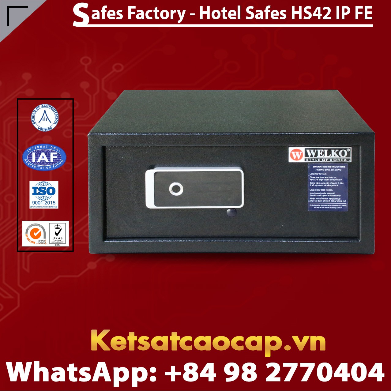 Portable Hotel Safes WELKO HS42 IP FE