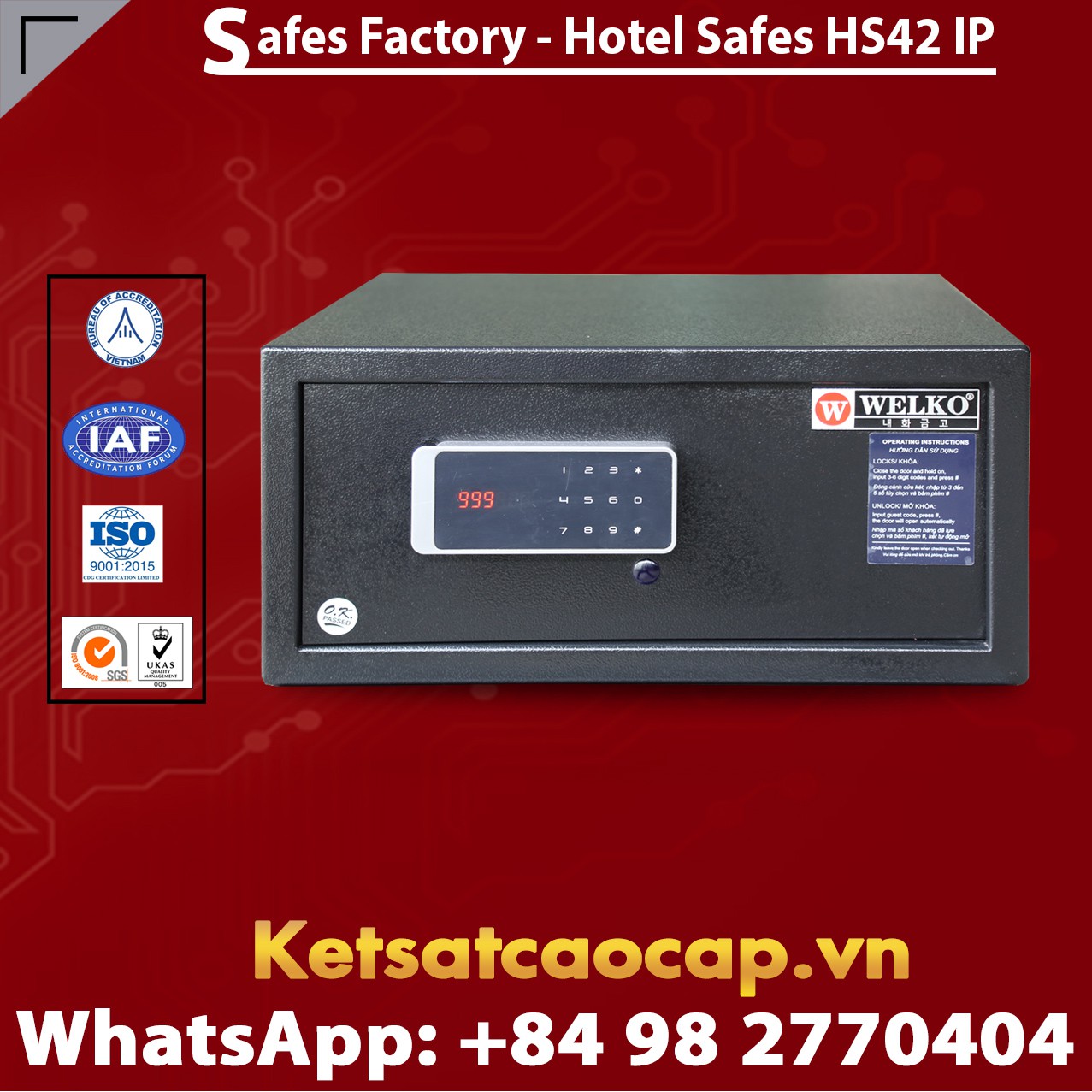Hotel Safety Deposit Box WELKO HS42 IP