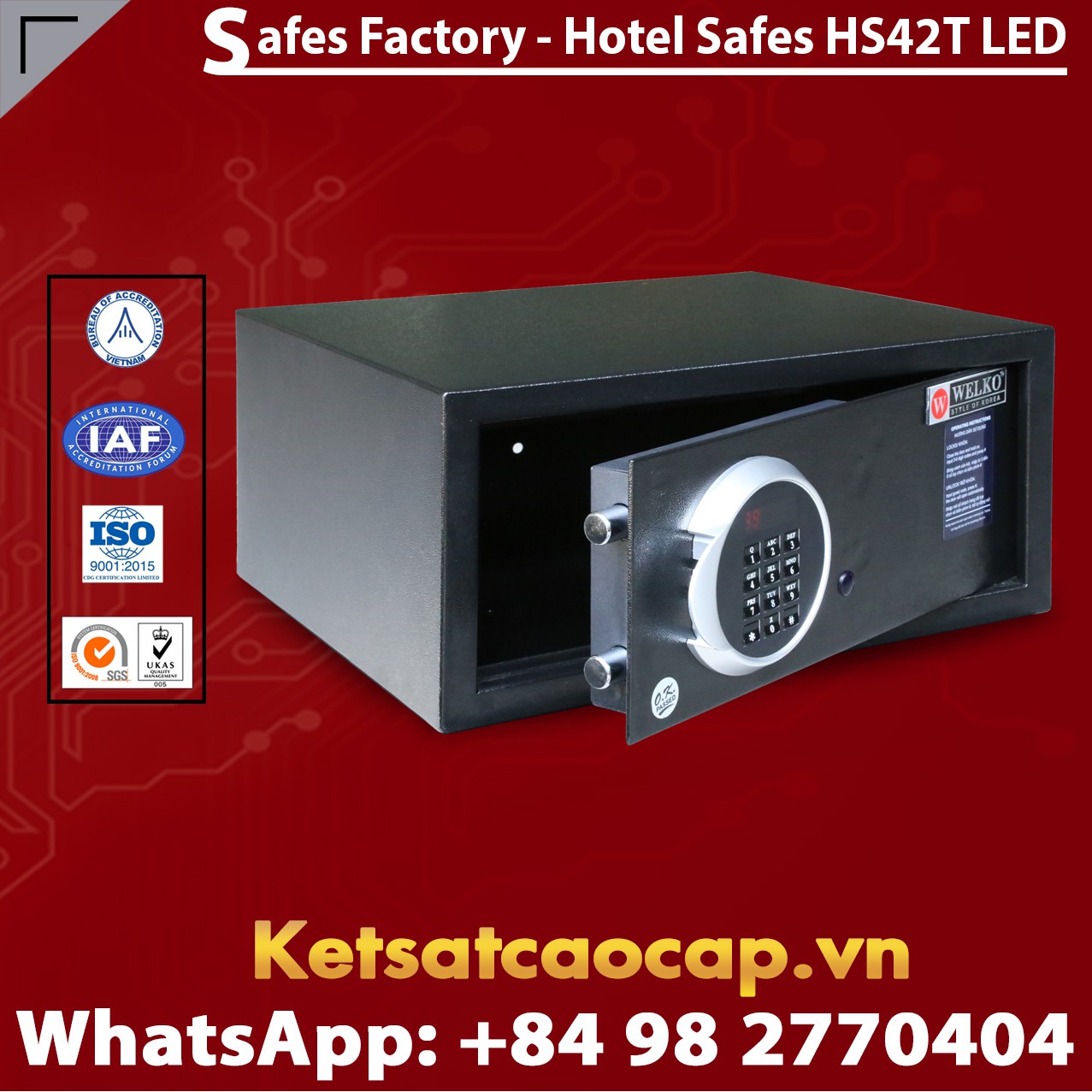 Hotel Safety Deposit Box WELKO HS42T LED