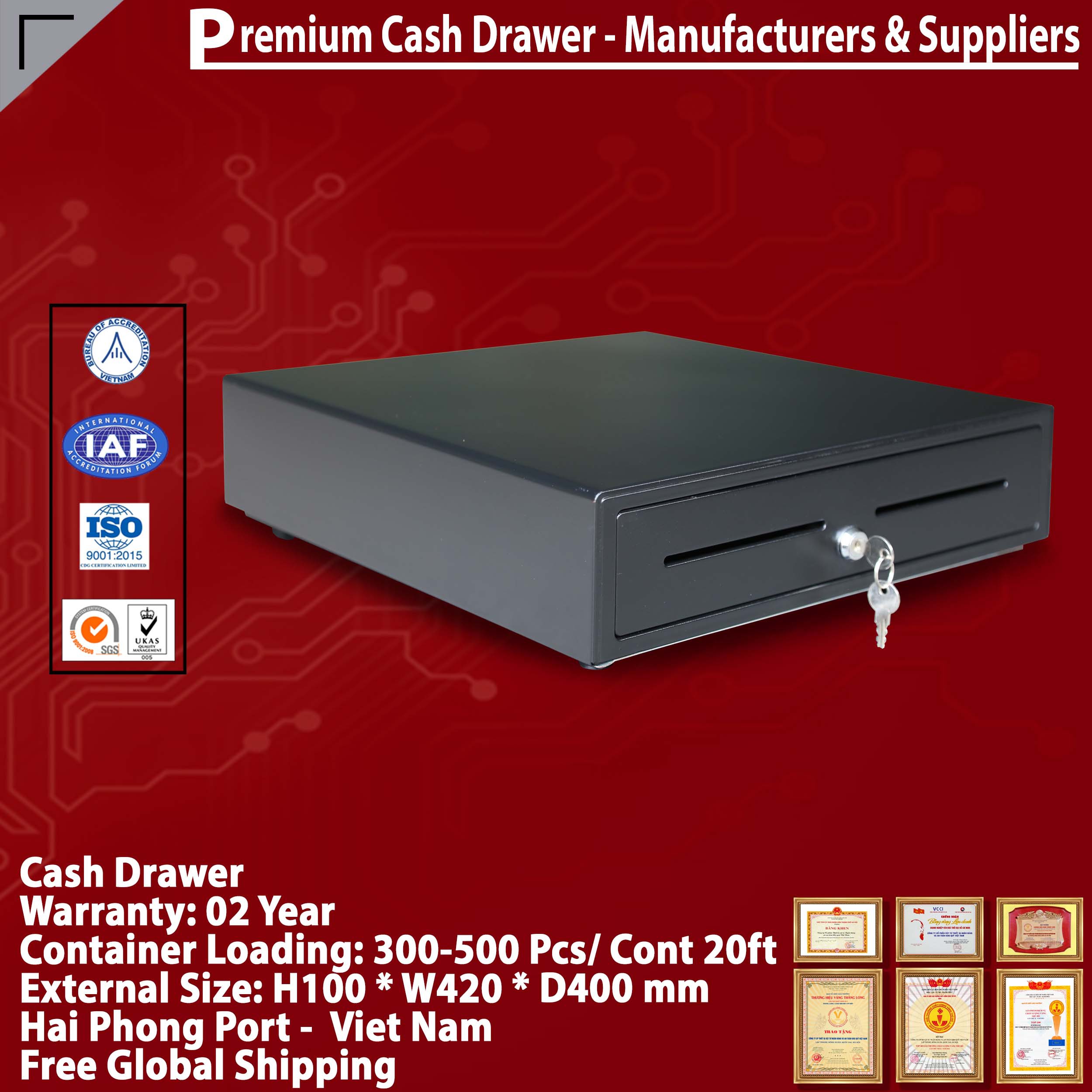 Ngăn kéo đựng tiền Cash drawer 10 ngăn - Hàng nhập khẩu