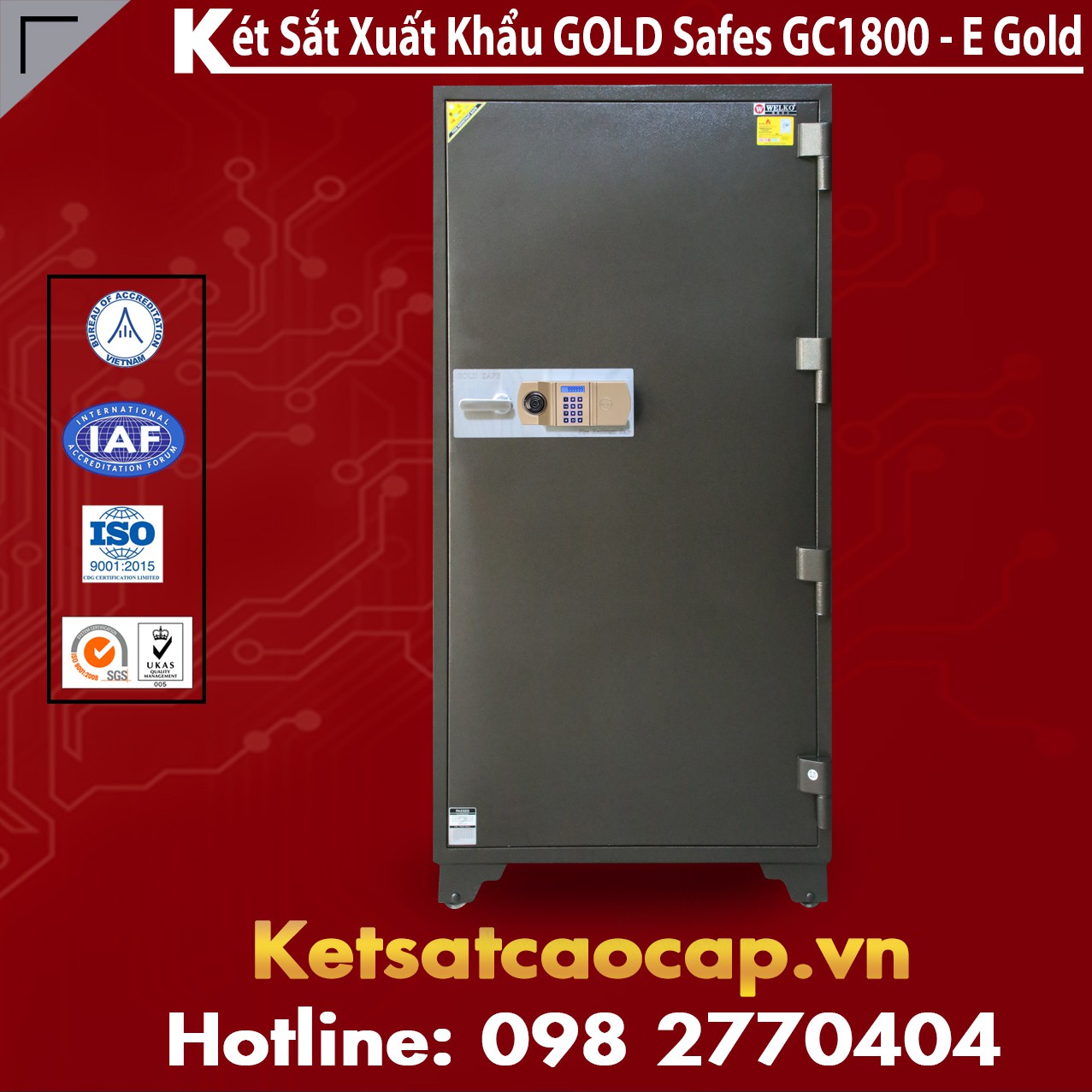 Két Sắt Thịnh Vượng GOLD SAFES GC1800 E Gold