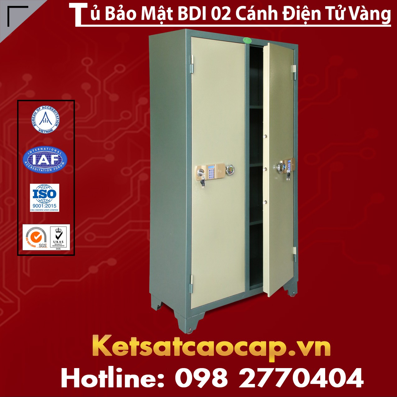 Tủ Bảo Mật Ngân Hàng Steel Security Cabinet BDI NH2 - E Gold