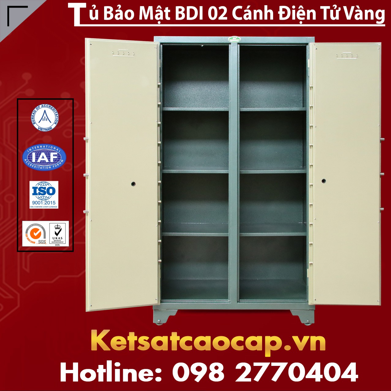 Tủ Bảo Mật Ngân Hàng Steel Security Cabinet BDI NH2 - E Gold