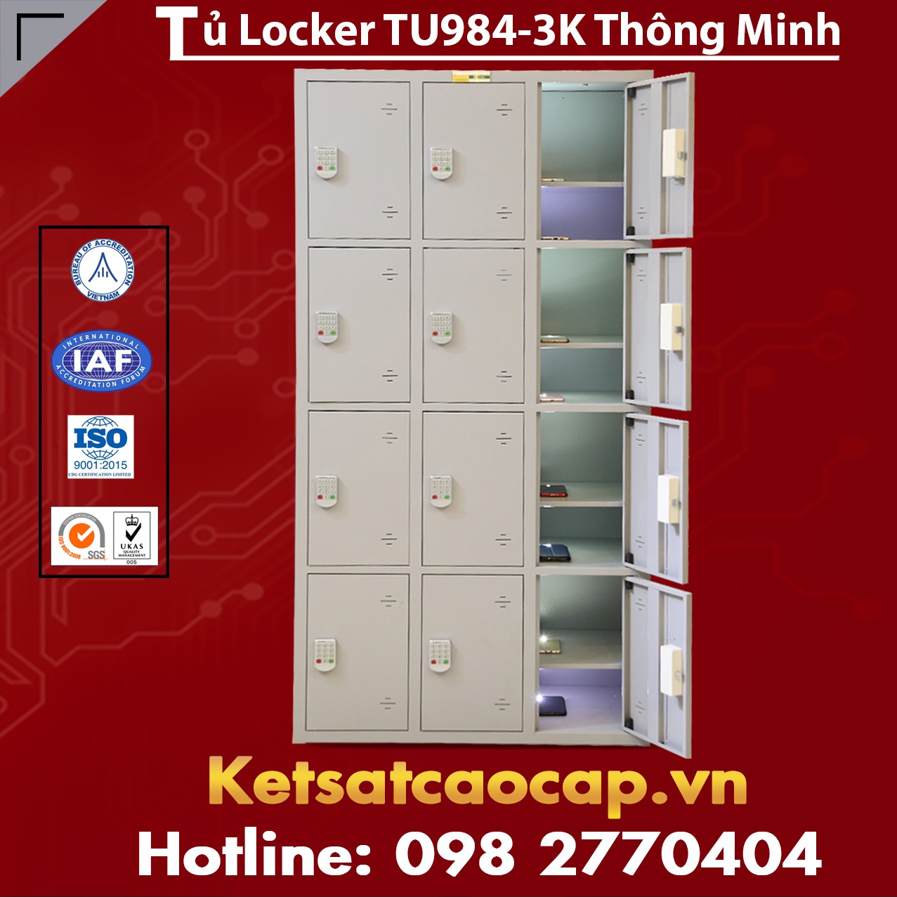 Tủ Locker TU984-3K Thông Minh