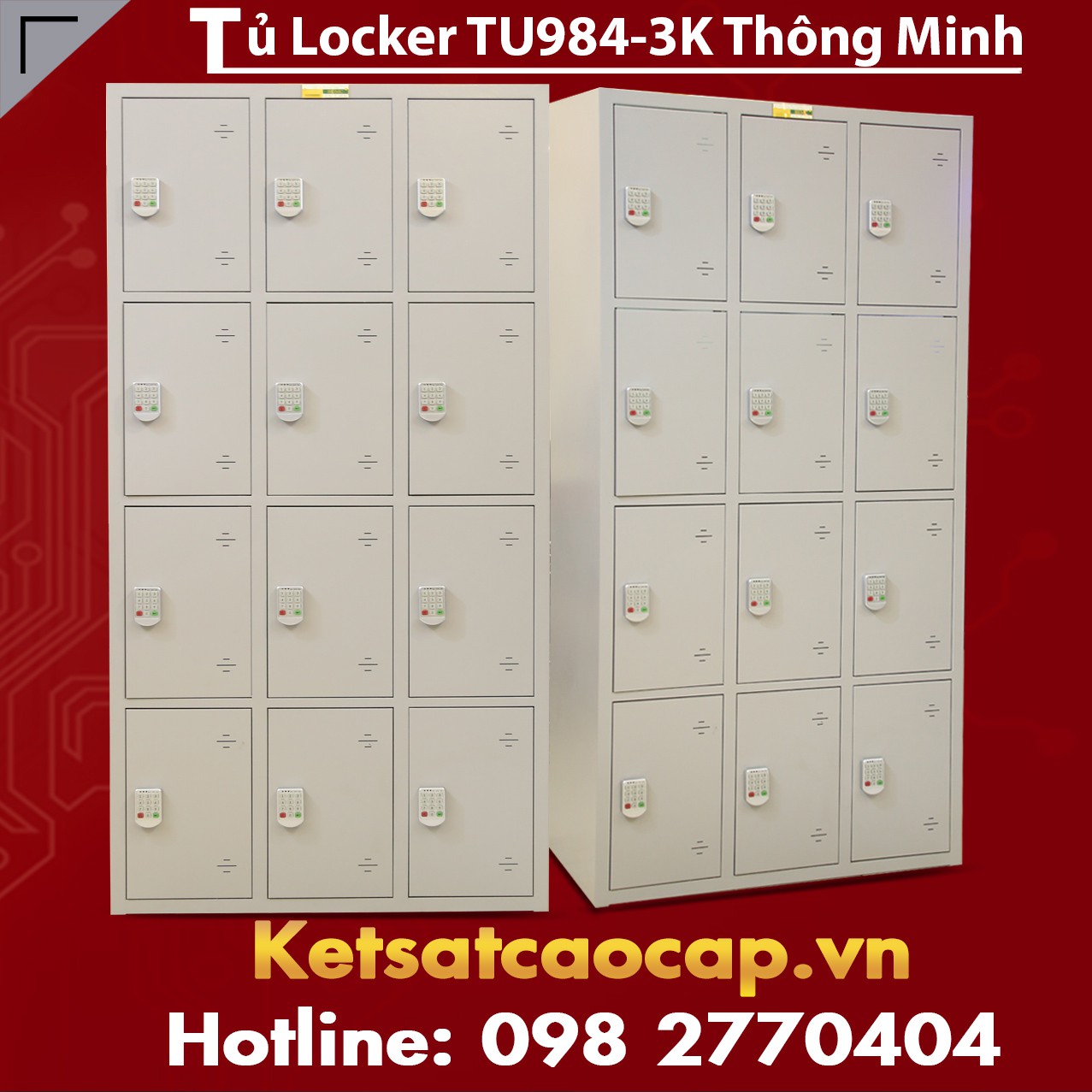 Tủ locker TU984-3K 12 khoang, màu ghi