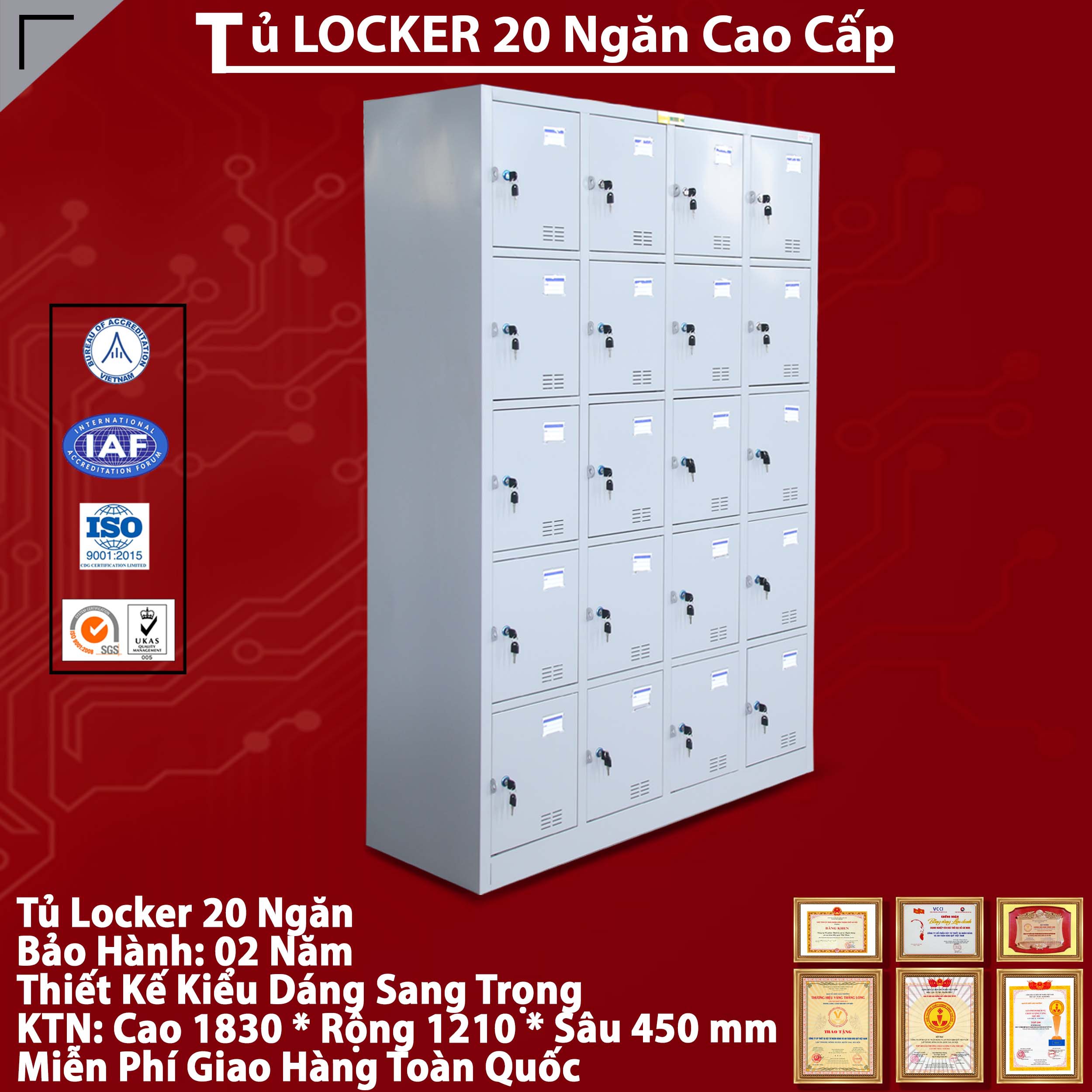  Tủ sắt locker 20 ngăn TU985-4K