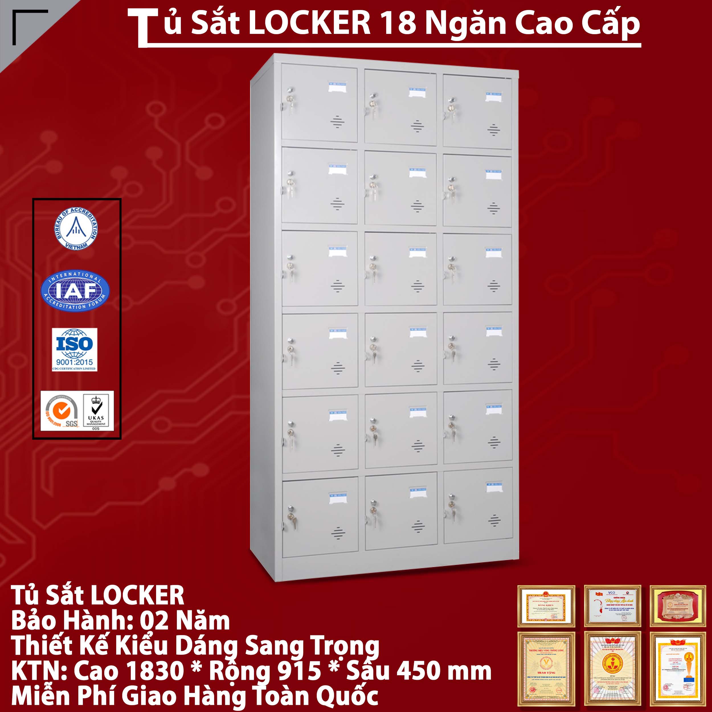 Tủ sắt locker TU986-3K văn phòng tiện ích