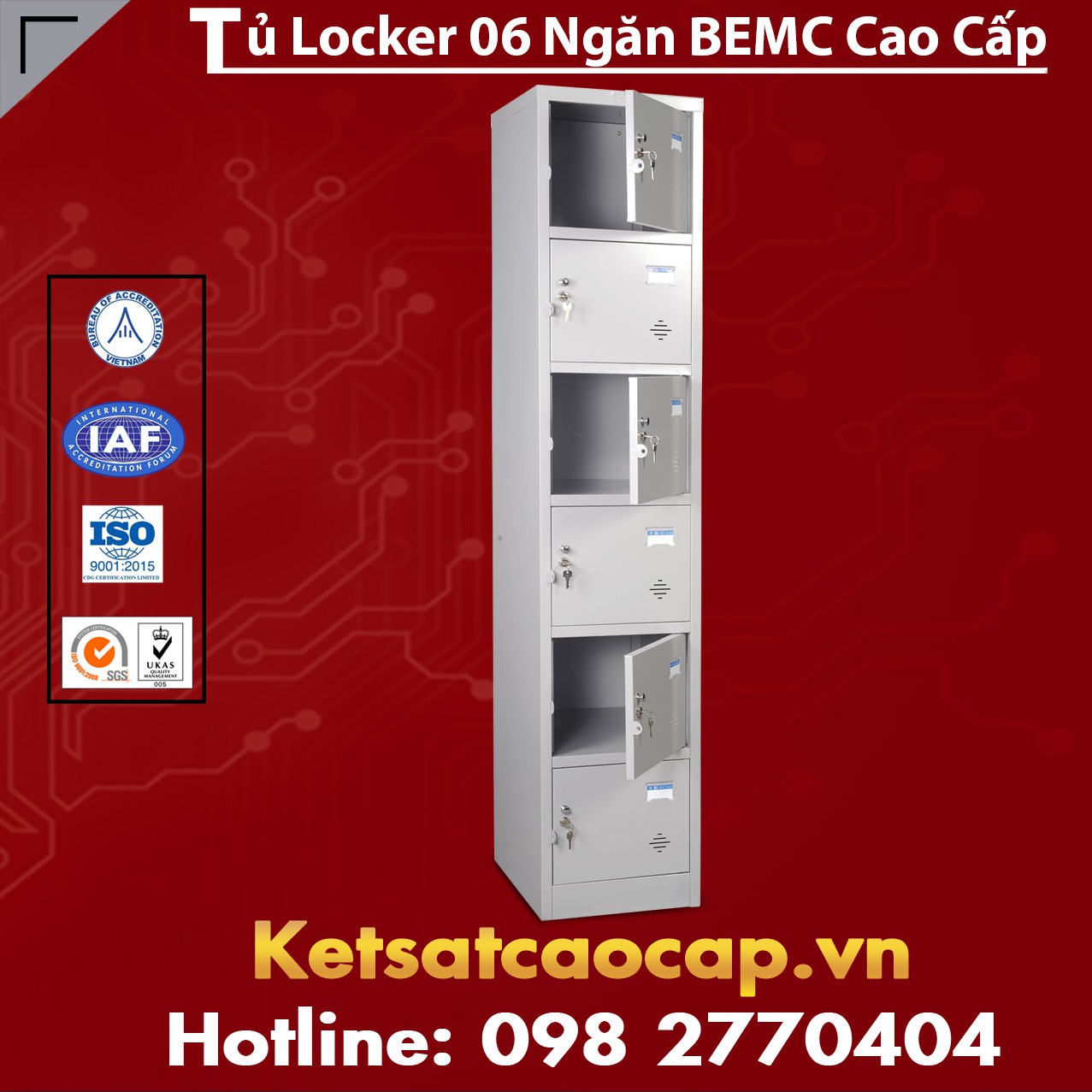 Tủ Locker BEMC 6 Ngăn Cao Cấp