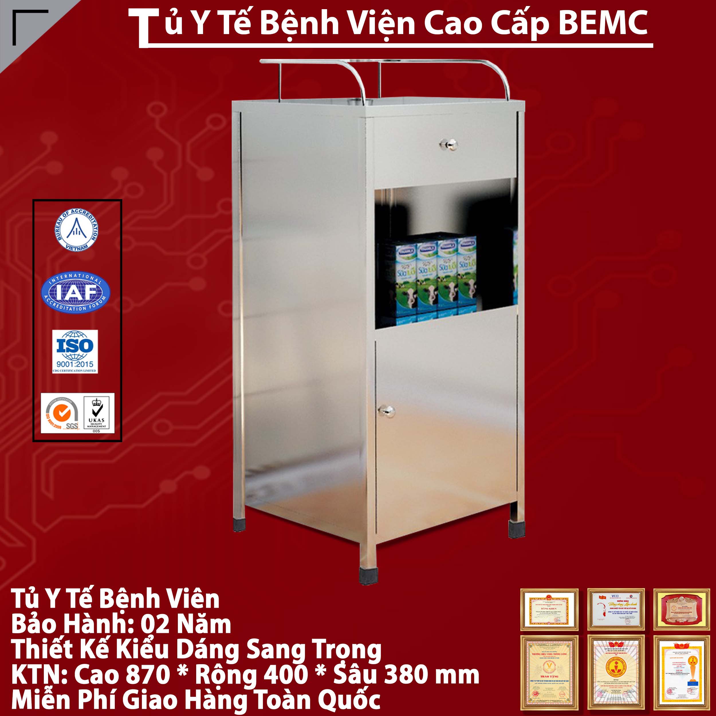 Tủ y tế cá nhân BEMC - TYT01 cao cấp,chính hãng